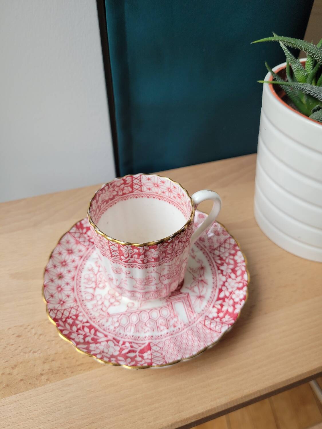 Fine porcelain coffee cup and saucer