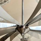 5-light chandelier in chromed metal and cracked glass