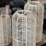 Large lantern-shaped rattan pendant lamp H50 D24