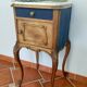 Table de chevet ancienne en bois et plateau en marbre, France fin XIXème
