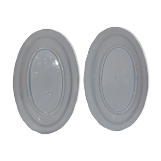 Set de 2 raviers faience fine blanc perle restauration avant 1819 marque en creux designer Montereau