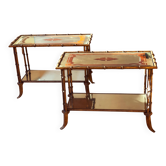 Paire de tables d'appoint / consoles basses par Maison Baguès, France, années 1970.