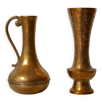 Set of 2 brass vases