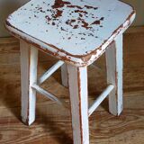 Workshop stool in vintage patinated solid wood