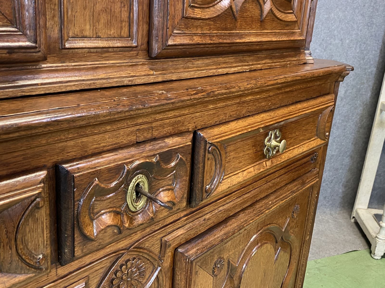 19th century 2-body sideboard in light oak
