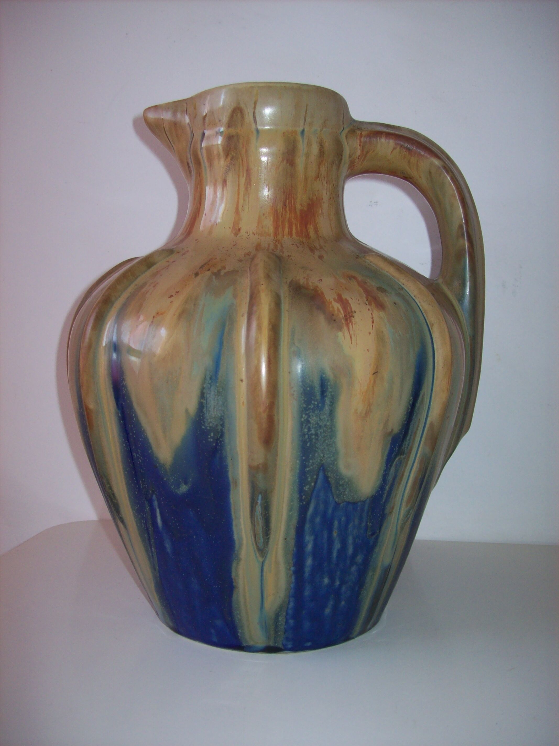 Large Art Deco ceramic pitcher by Méténier