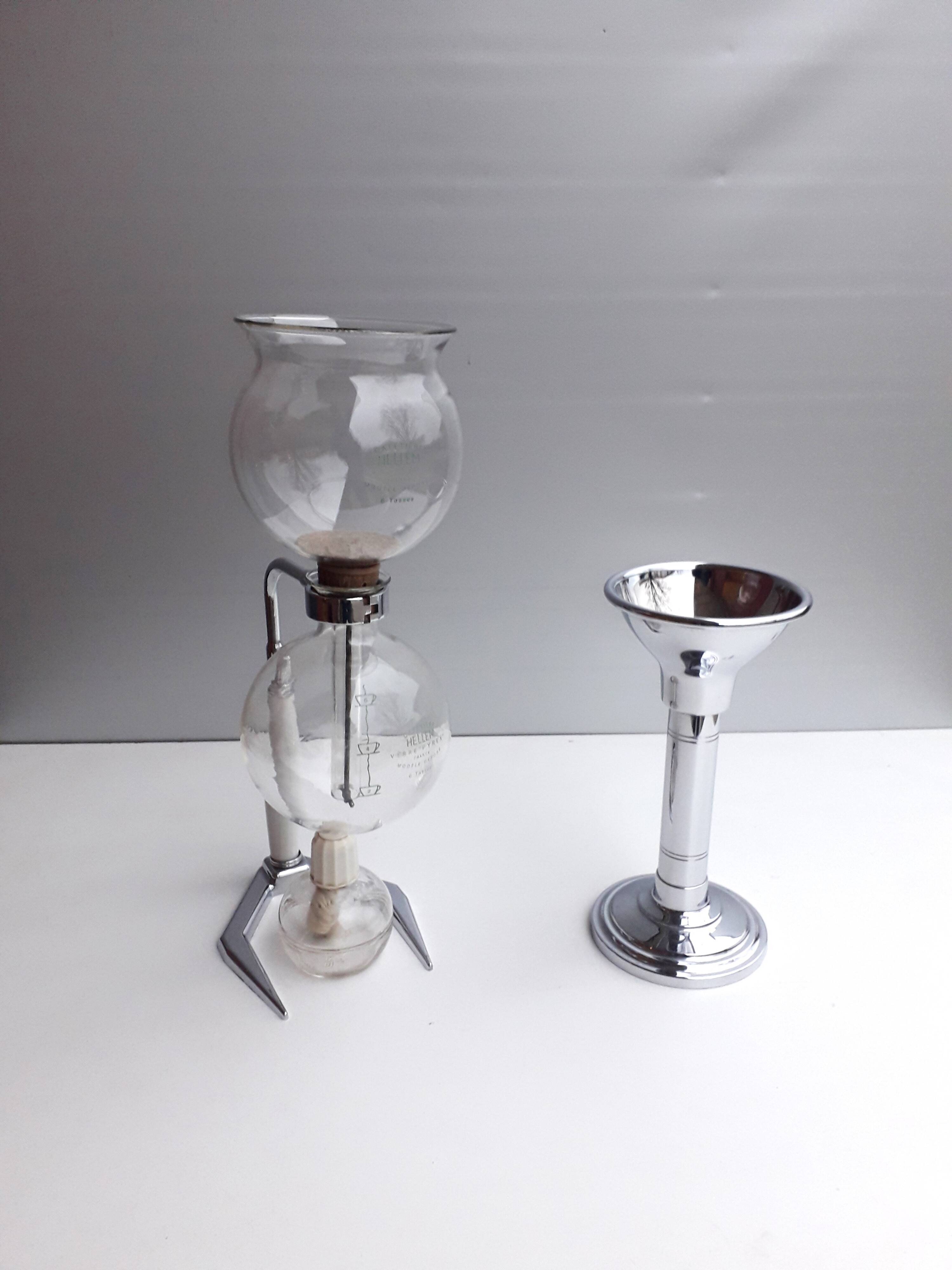 Old hellem france vacuum coffee maker 6 cups - + chrome support - 1960