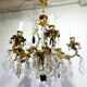 6-light bronze and crystal chandelier