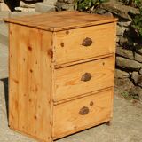 Ancien petit buffet / Meuble de métier de coiffeur en sapin