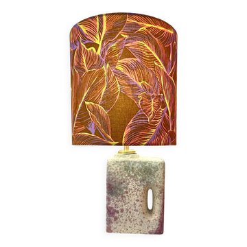 Lampe de table Übelacker - Lampe à batterie sur vase cheminée avec abat-jour botanique | 42 cm