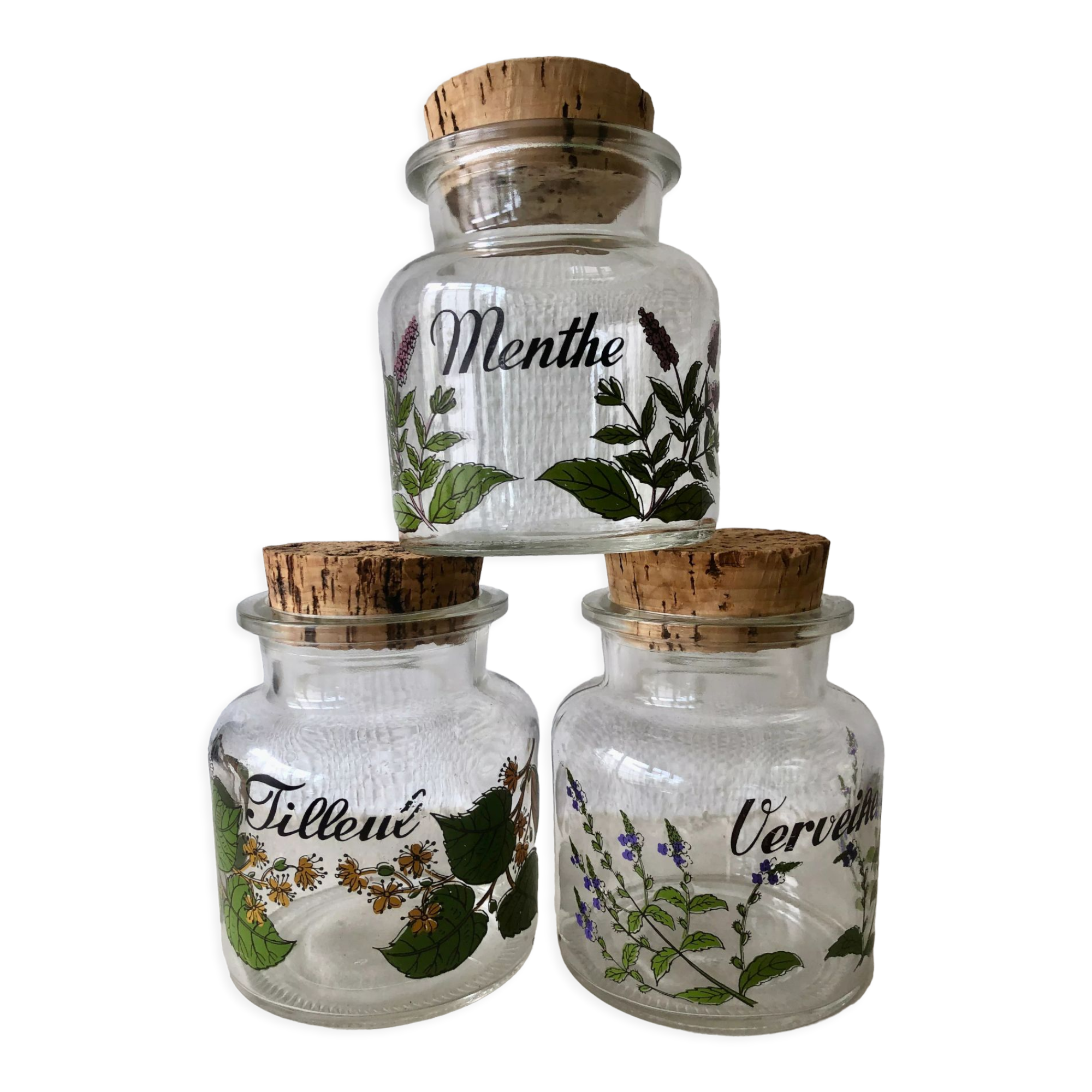 Lot 3 glass jars and corks