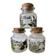 Lot 3 glass jars and corks