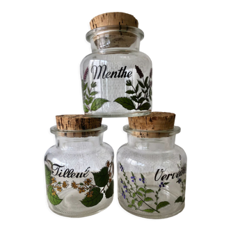 Lot 3 glass jars and corks