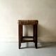 Solid oak stool with woven hemp seat by Audoux Minnet.