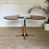 Table modulable ronde teck vintage  pied central