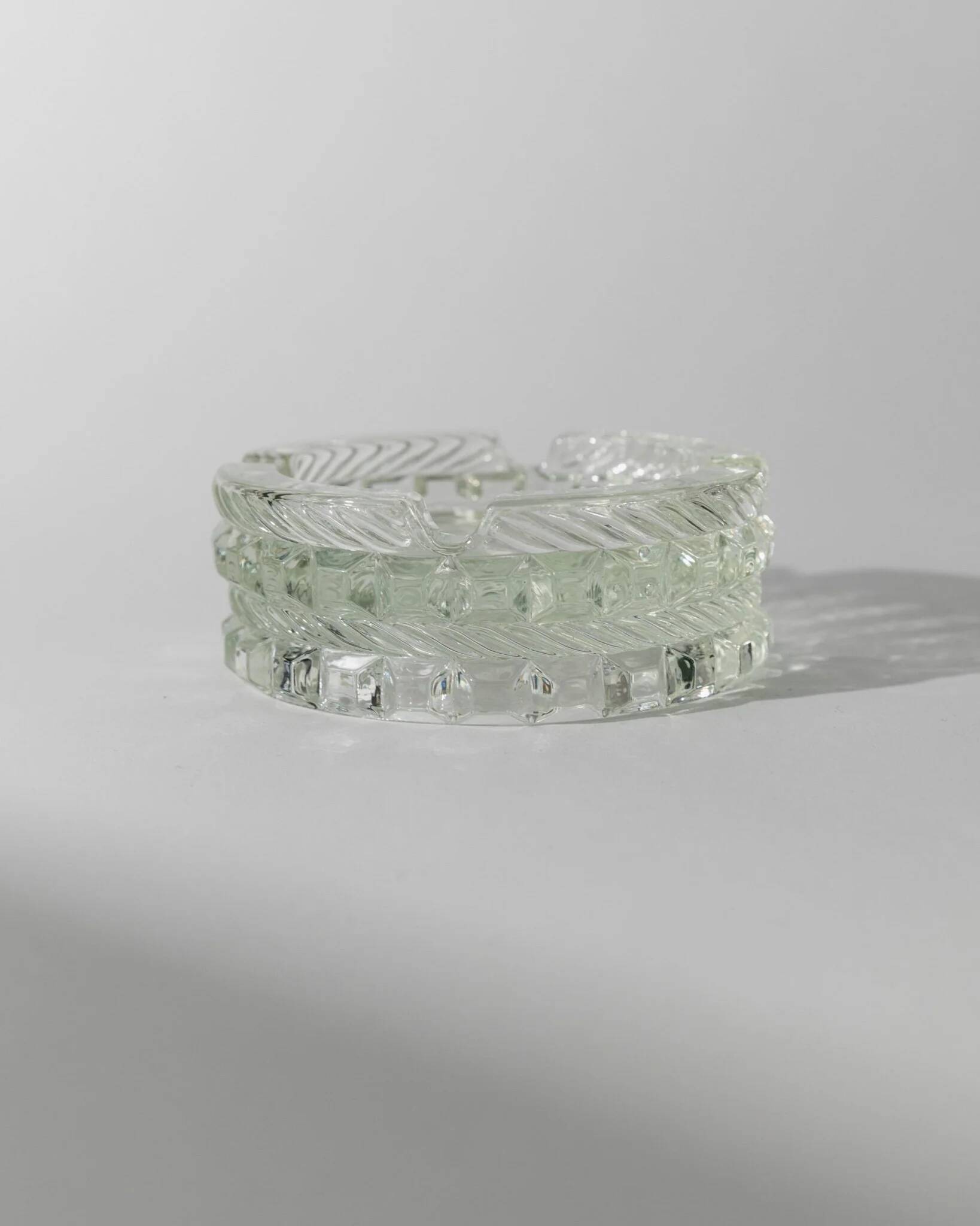 Vintage Murano Glass Ashtray, Pale Green Seafoam Clear Glass, 1950s Italian Mid-Century Glass Décor