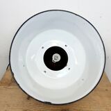 Industrial White Enamel and Cast Iron Pendant Light, 1960s