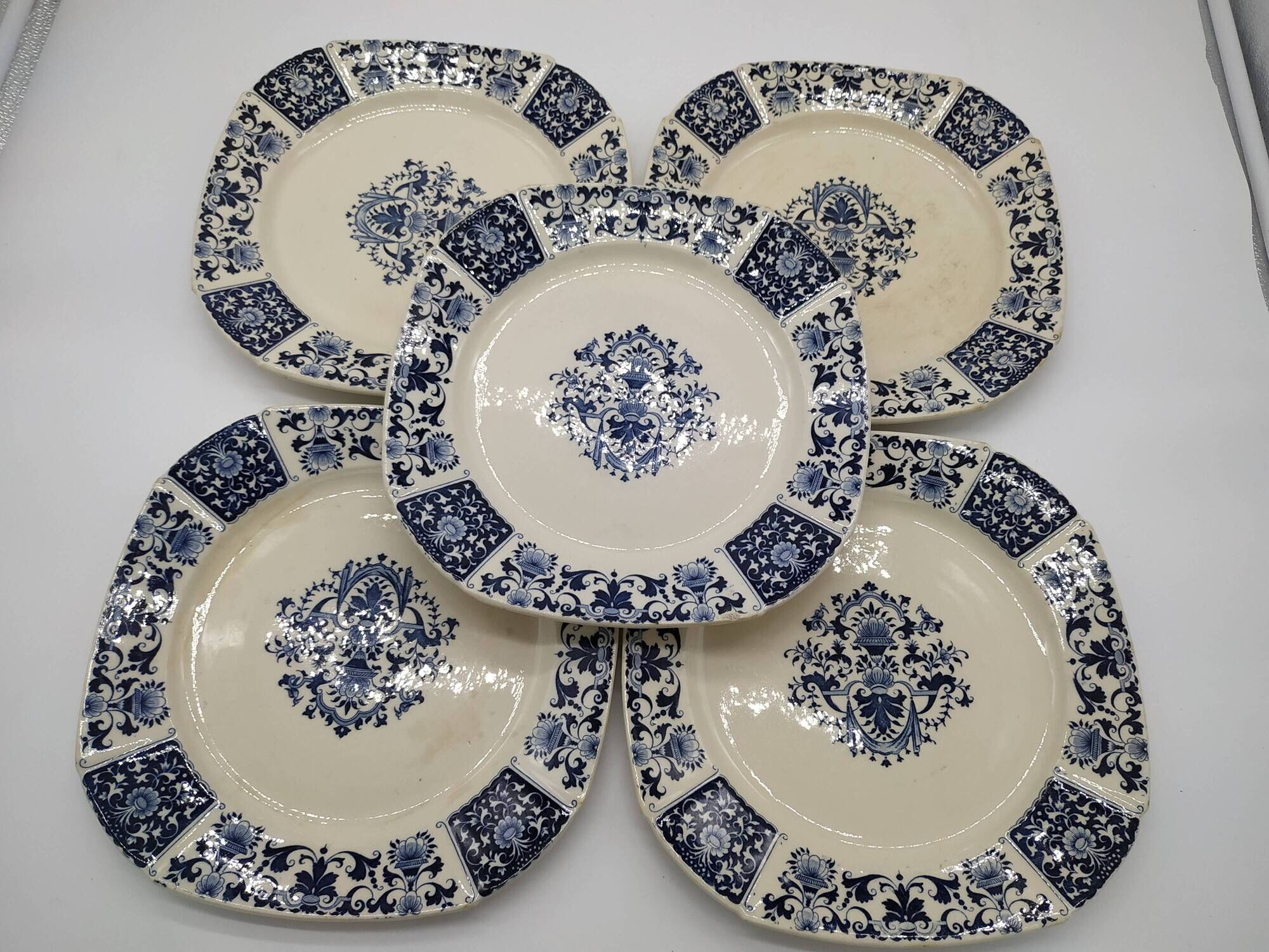 Set of 5 flat plates ibis model of the manufacture of Gien