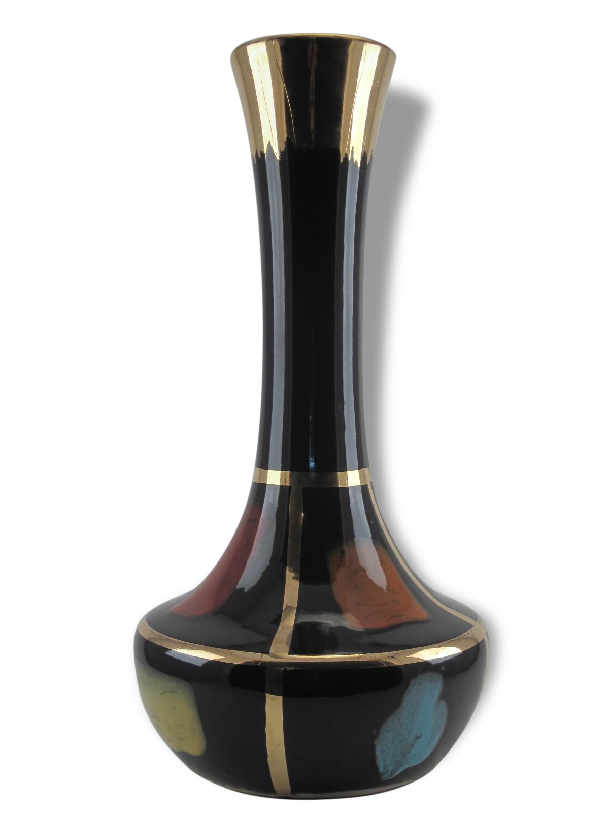 Black enameled ceramic vase Vintage