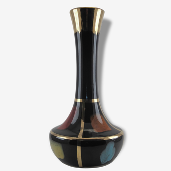 Vase céramique émaillée noir Vintage