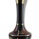 Black enameled ceramic vase Vintage