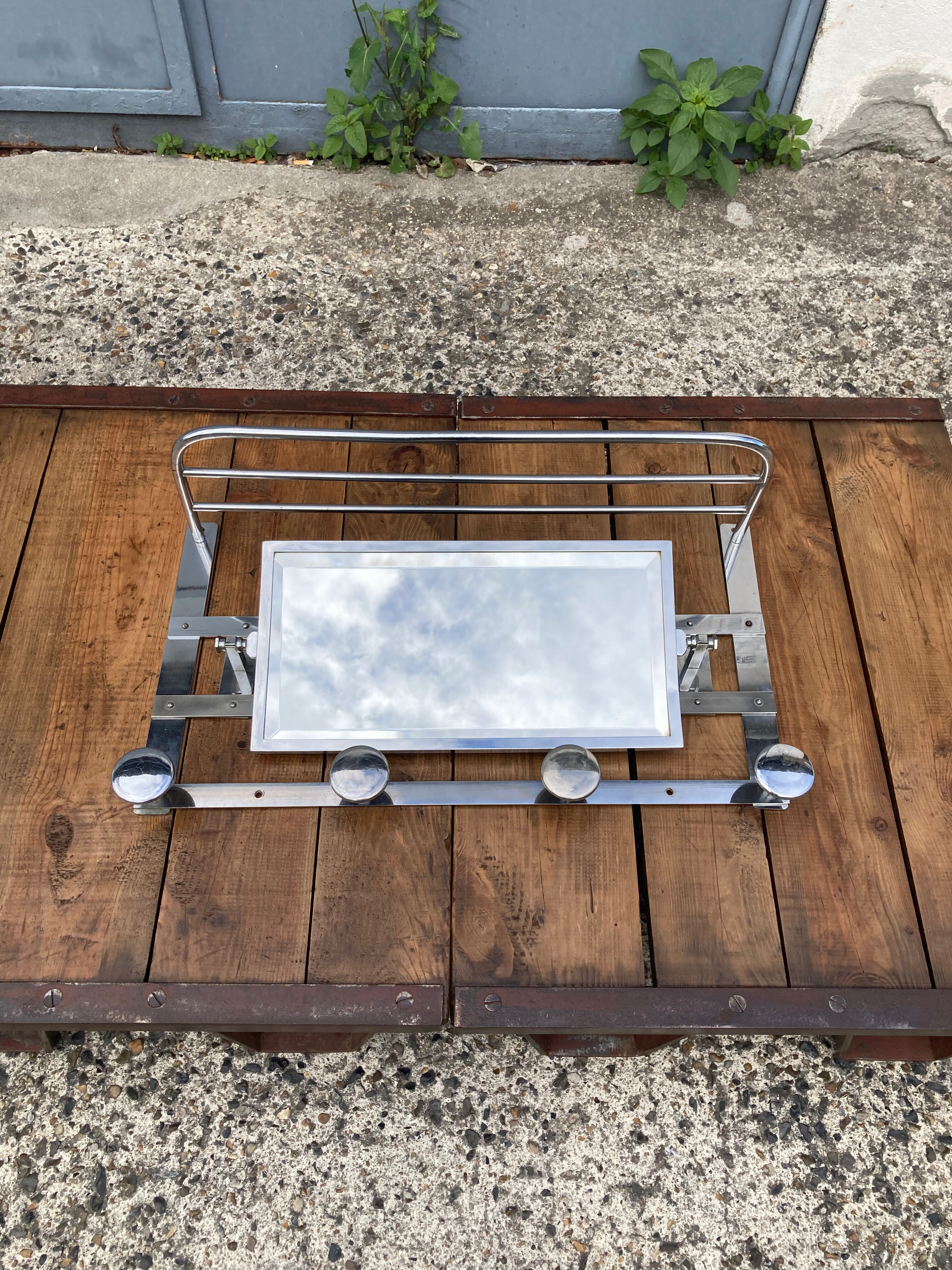 Wall coat rack / 50s chrome cloakroom