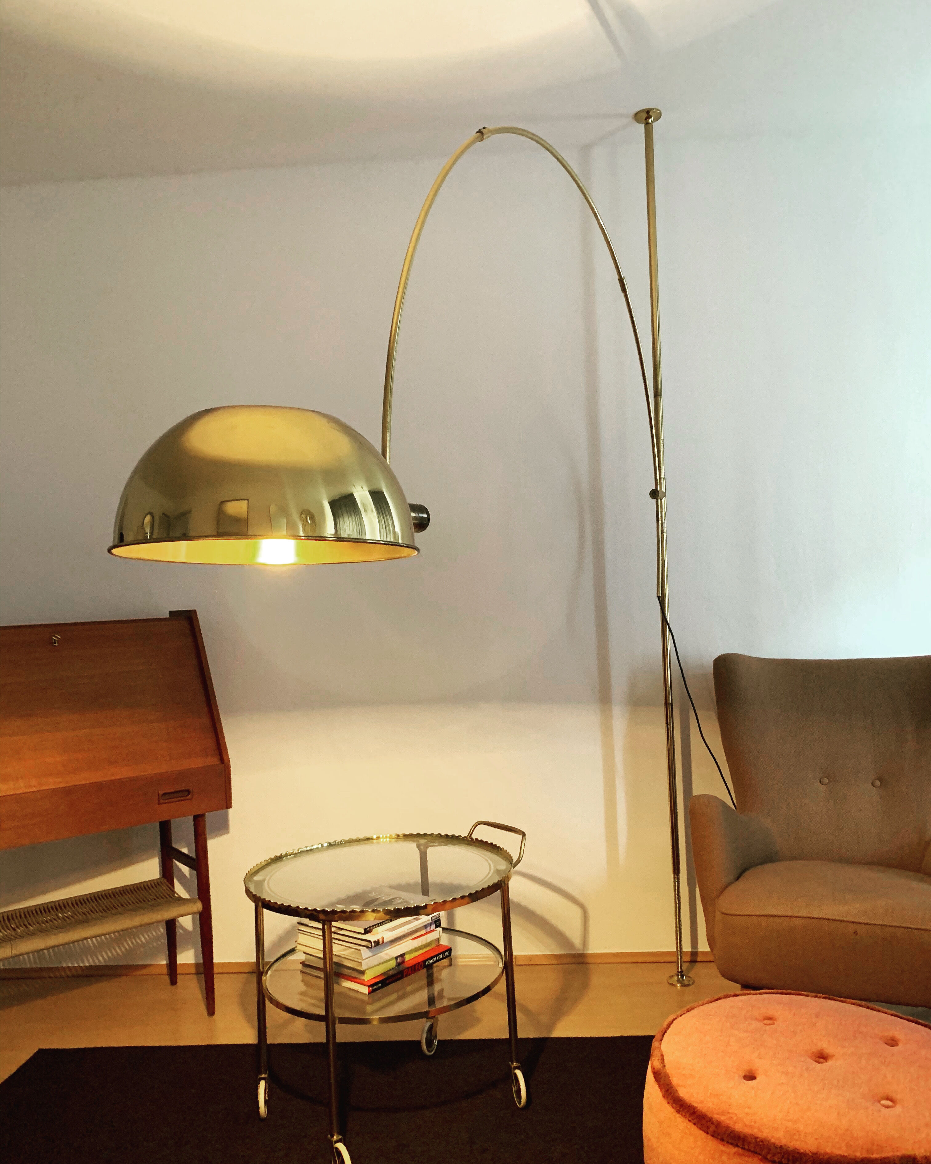 Mid-Century Modern brass BOCA arc lamp by Florian Schulz