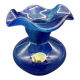 Vase Peter Kaspar en cristal bleu 24 % PbO à bord ondulé