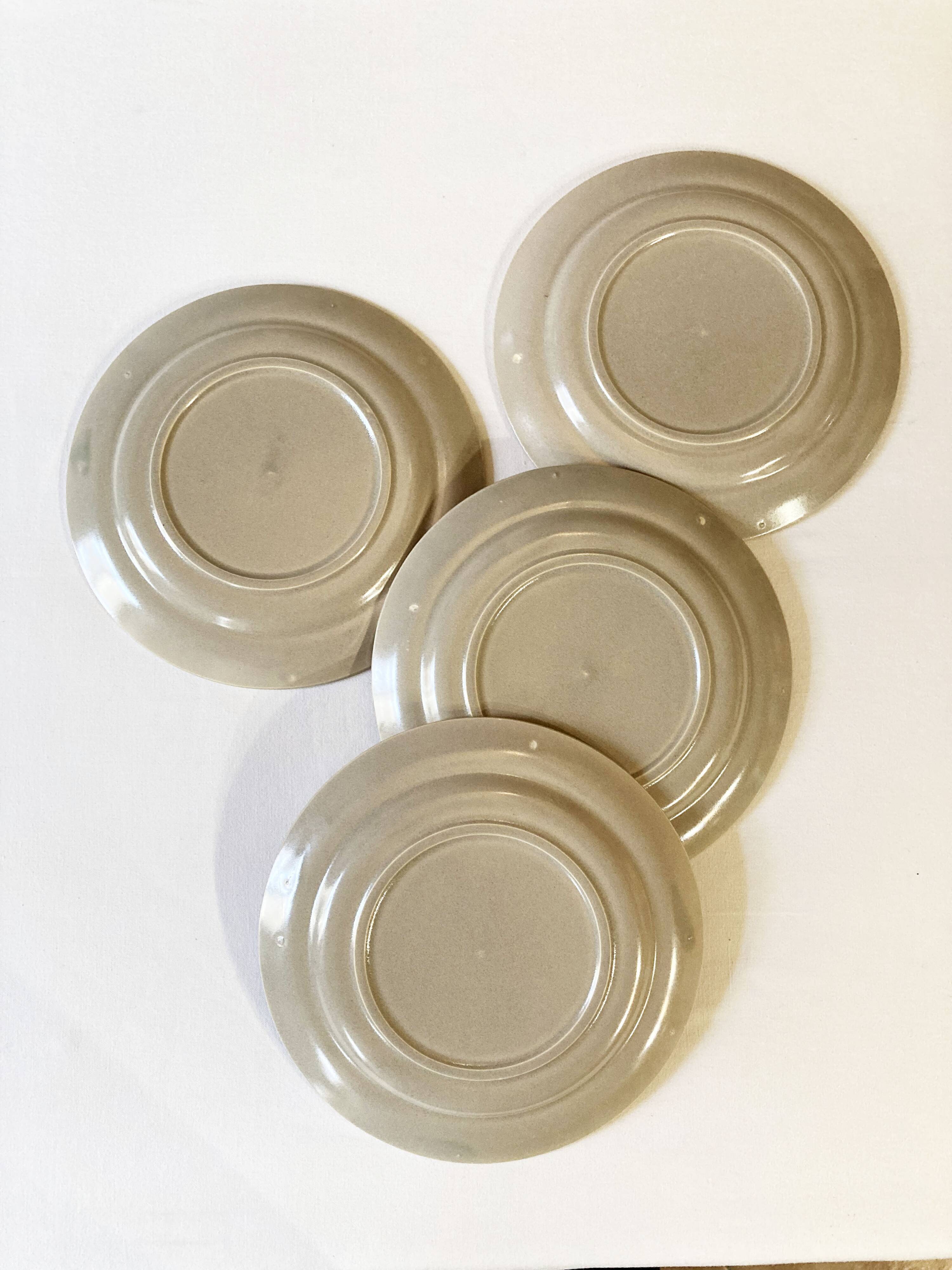 Vintage dessert plates, hand painted flower pattern
