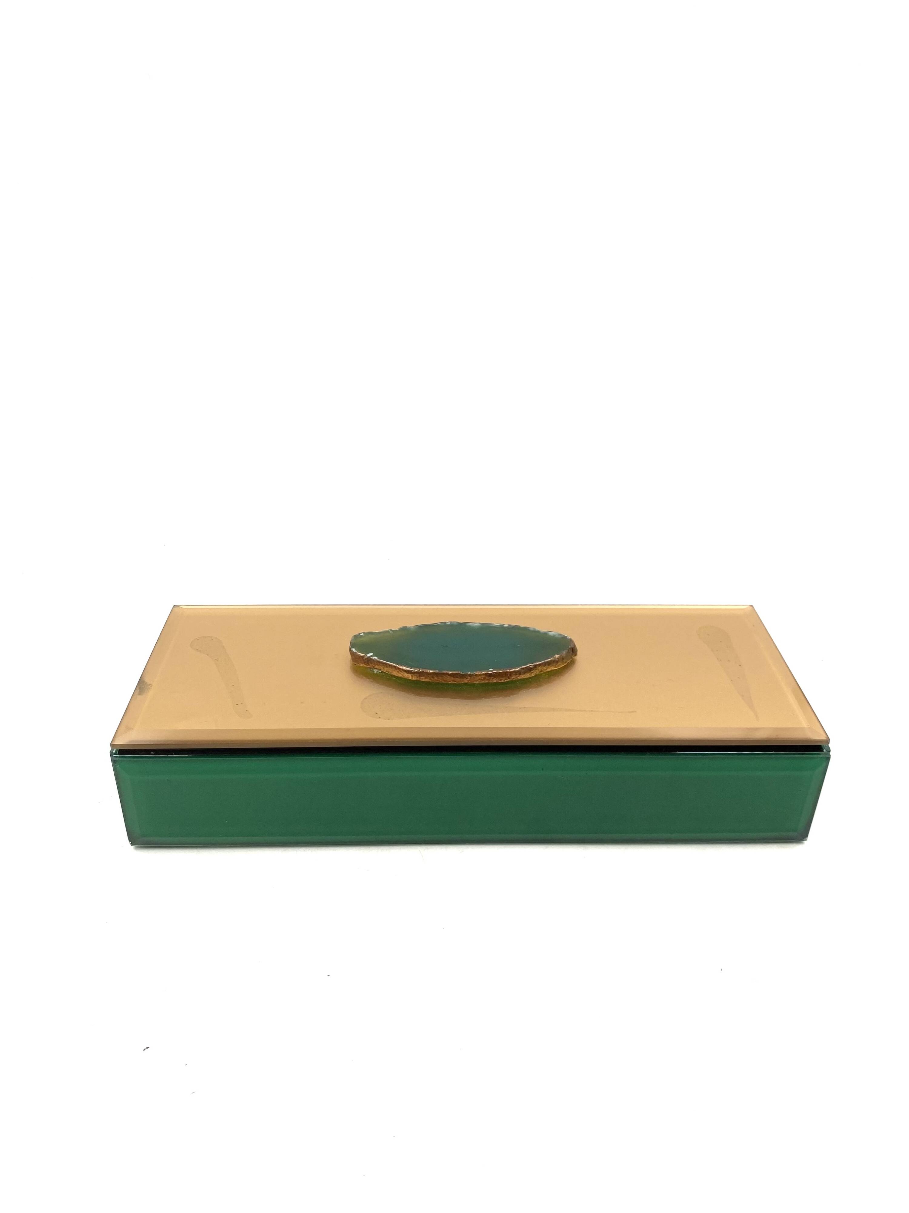 Green glass Jewelry Box, Italy 1980s