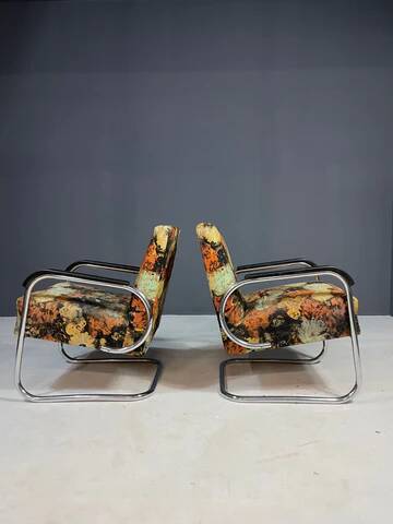 Pair of functionalist chromed armchairs, Eastern Europe, 1950s