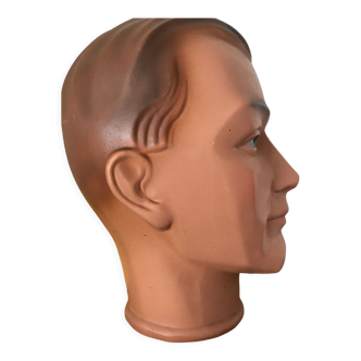 Head mannequin terracotta ceramic 40s 50 modern marotte