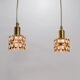 Two pendant lights in gilded brass and crystal, by Palwa, design 1960