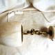 Alabaster and brass lamp, home decor light fixture with alabaster shade.