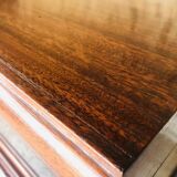 Vintage mahogany avocado bookcase with overhead glass doors circa 40's/50's