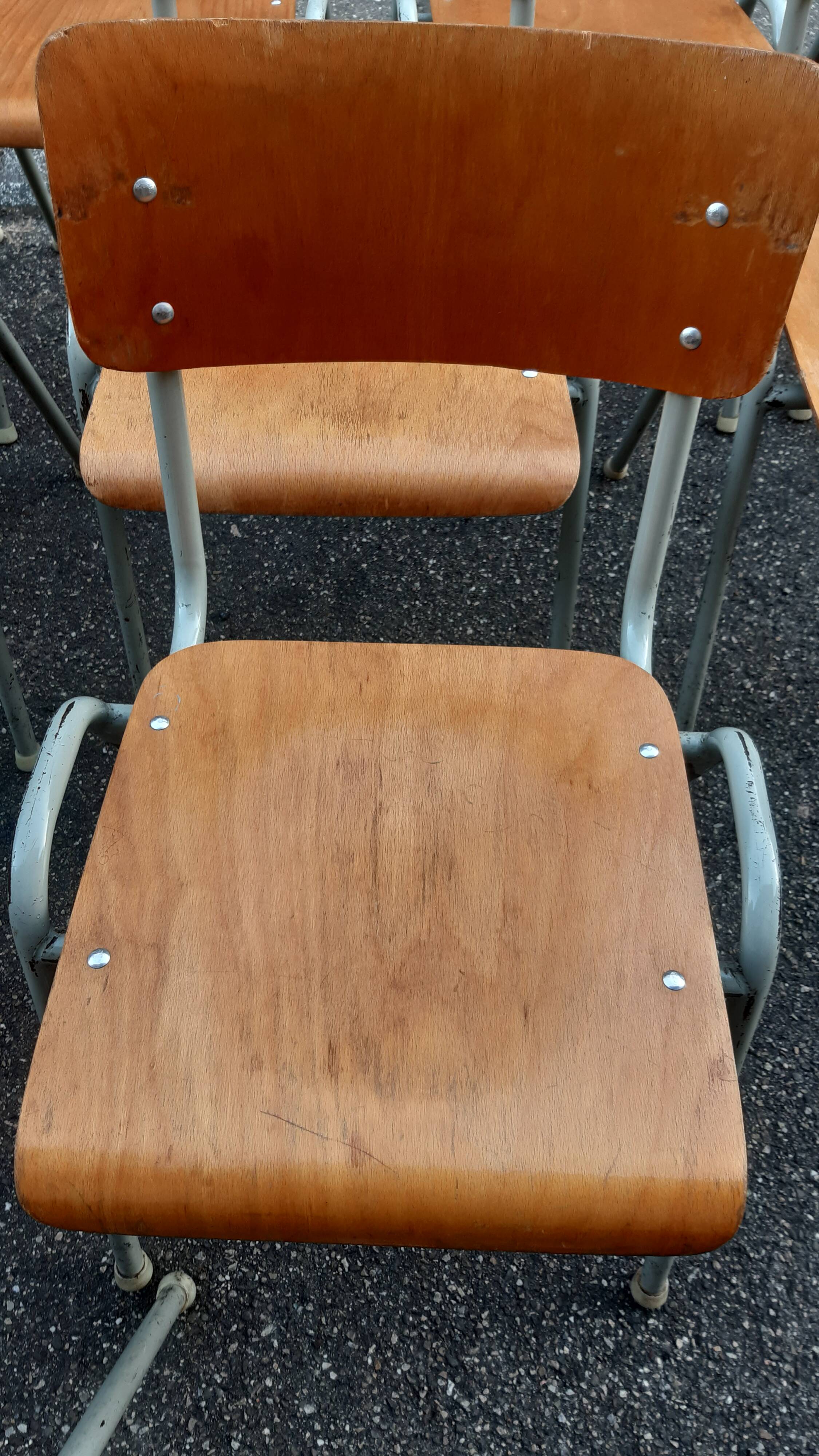 Set of 12 vintage industrial chairs