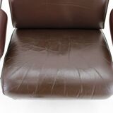 1950s Pair of Tubular Armchairs in Leather, Czechoslovakia