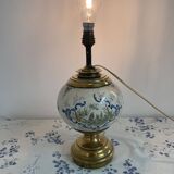 Antique lamp on earthenware vase attributed to Lunéville, monogram LN