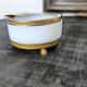 Antique ashtray in white opaline and brass, neoclassical style.