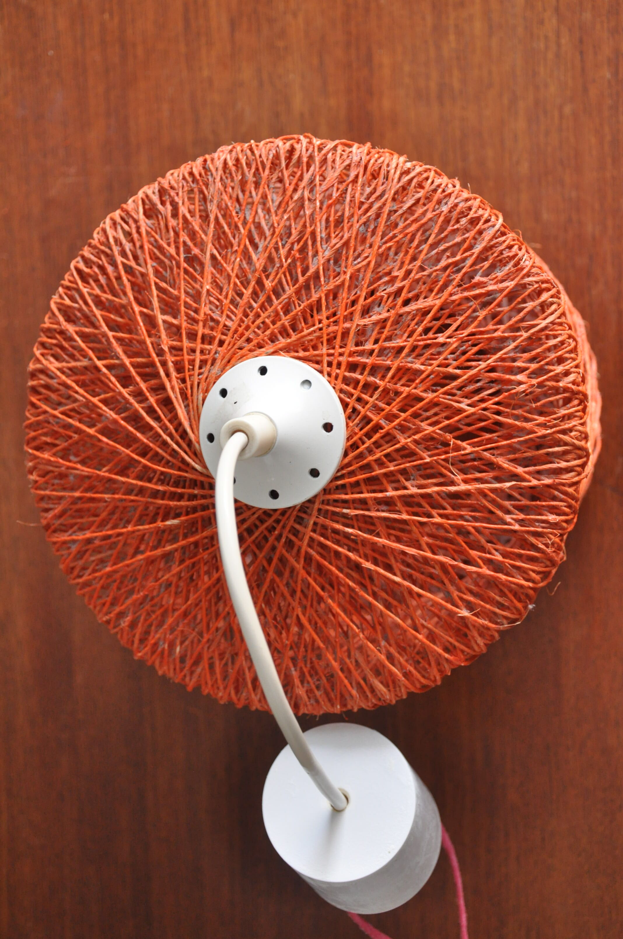 Hanging lamp in braided orange threads 50