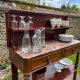 Console desserte acajou et marbre