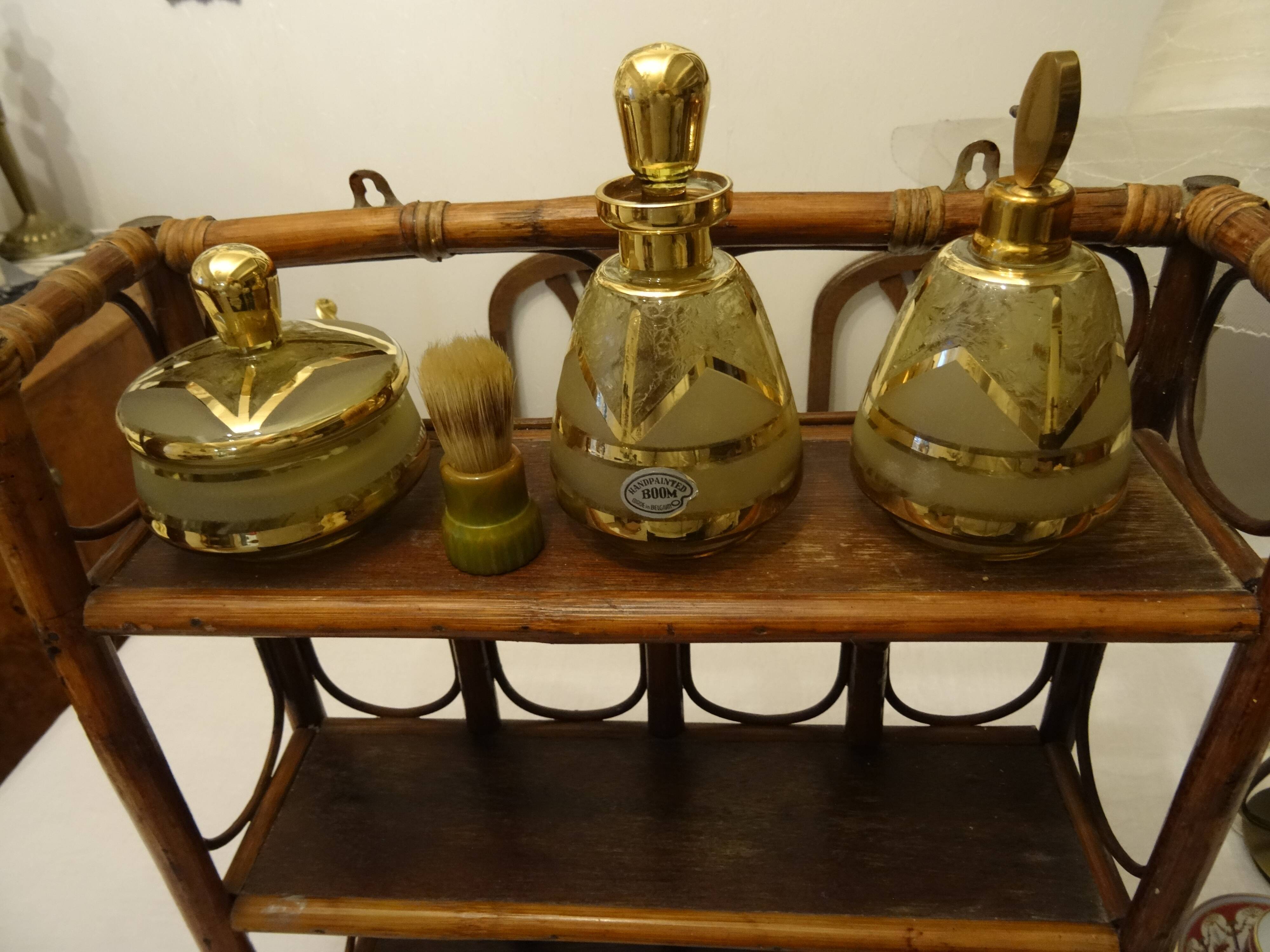 Varnished rattan wall shelf