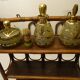 Varnished rattan wall shelf