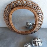 Mirror rattan oval 60x73cm