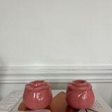 Pair of pink ceramic candle holders