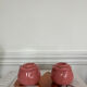 Pair of pink ceramic candle holders