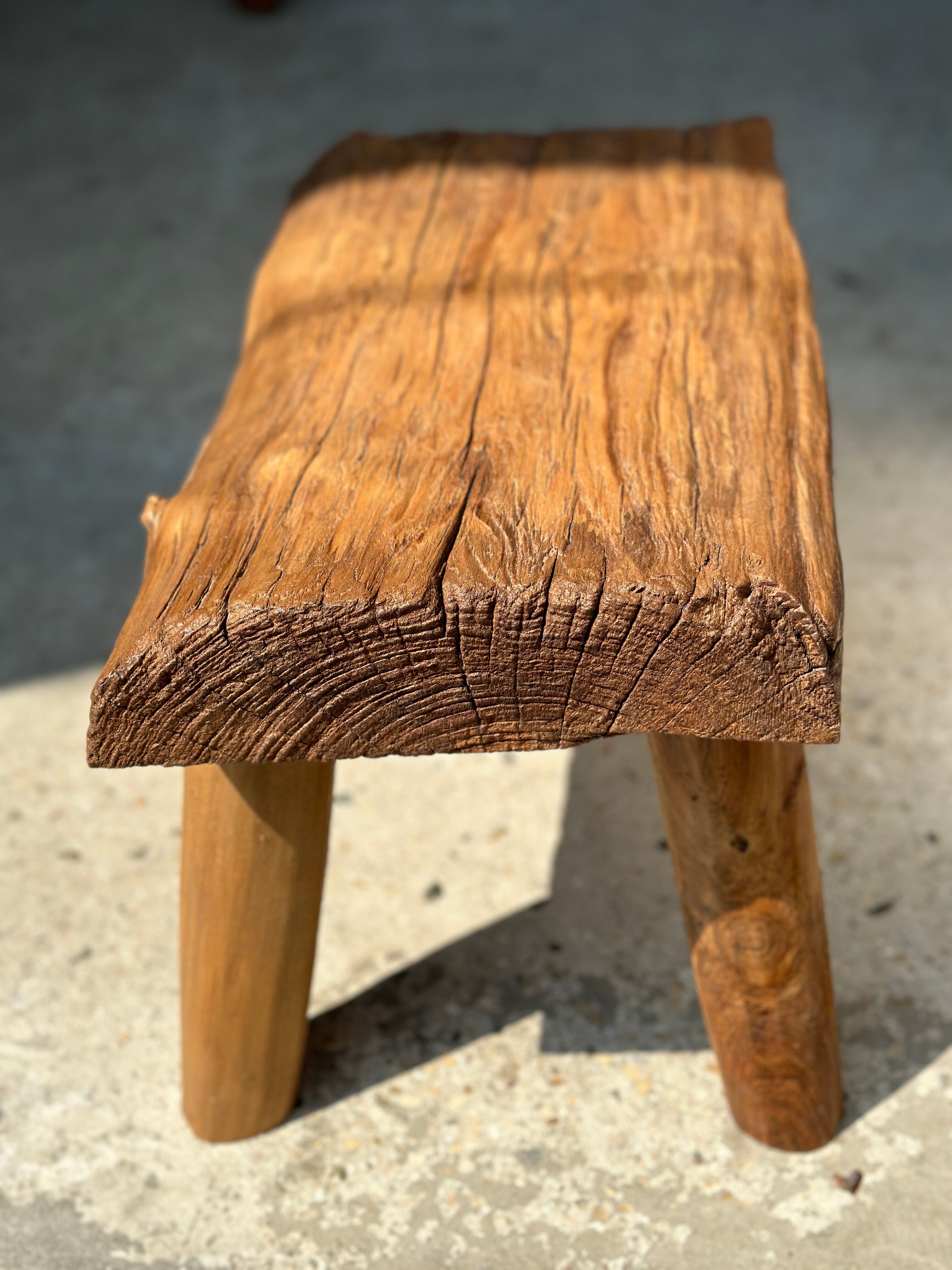 Small side table or stool in blond teak H:30 L43 l27