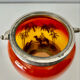 Art Deco biscuit jar in tango orange glass - Egypt Desert decor
