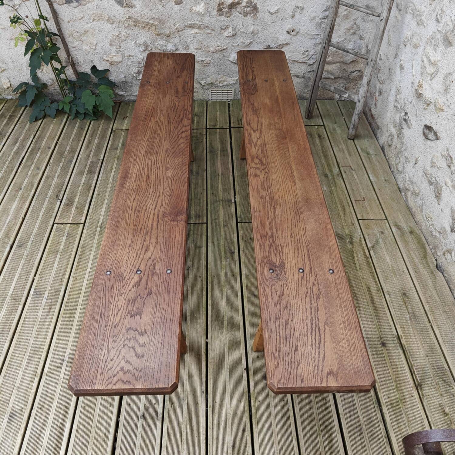 Pair of oak benches