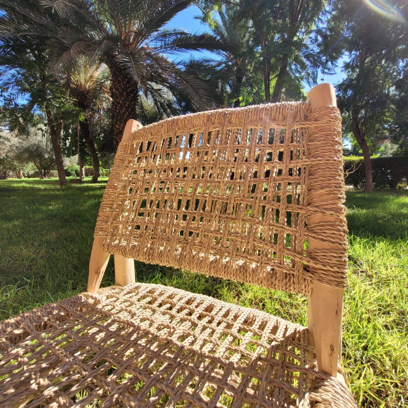 Rope and eucalyptus wood armchair